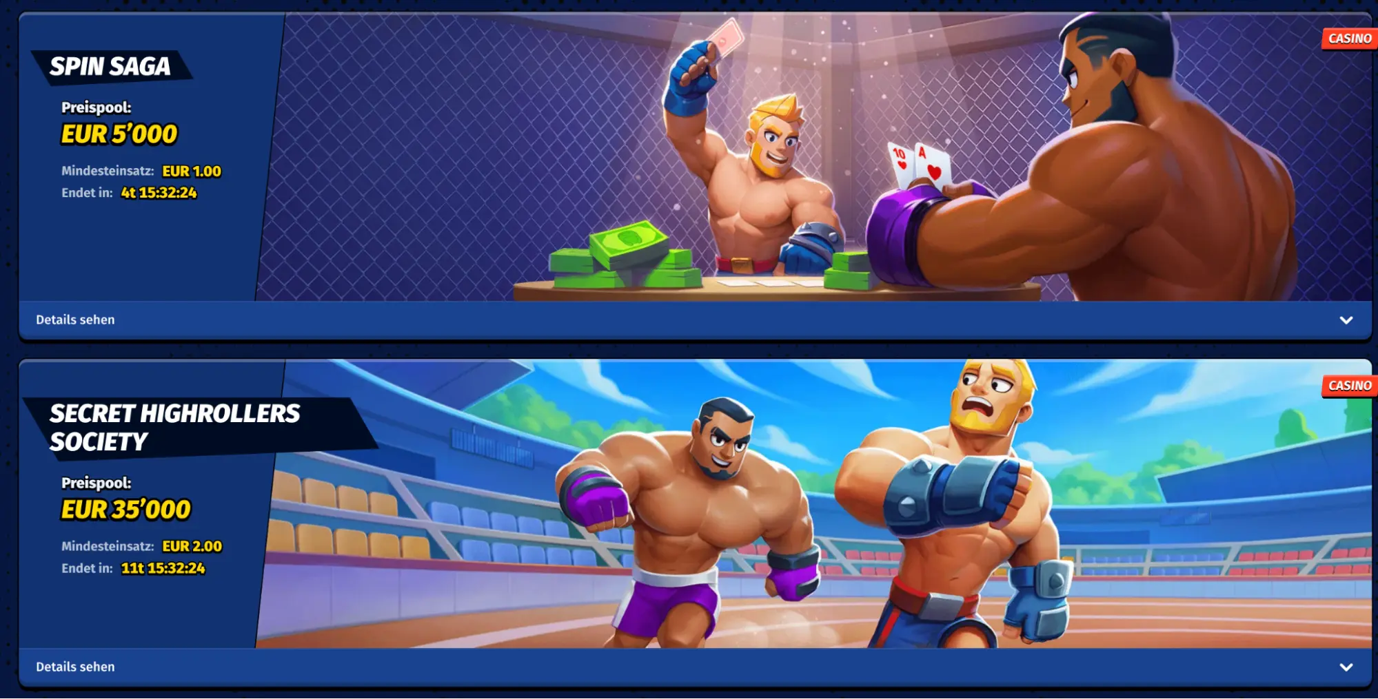 Secret Highrollers Society Turnier mit Kämpfern im Stadion